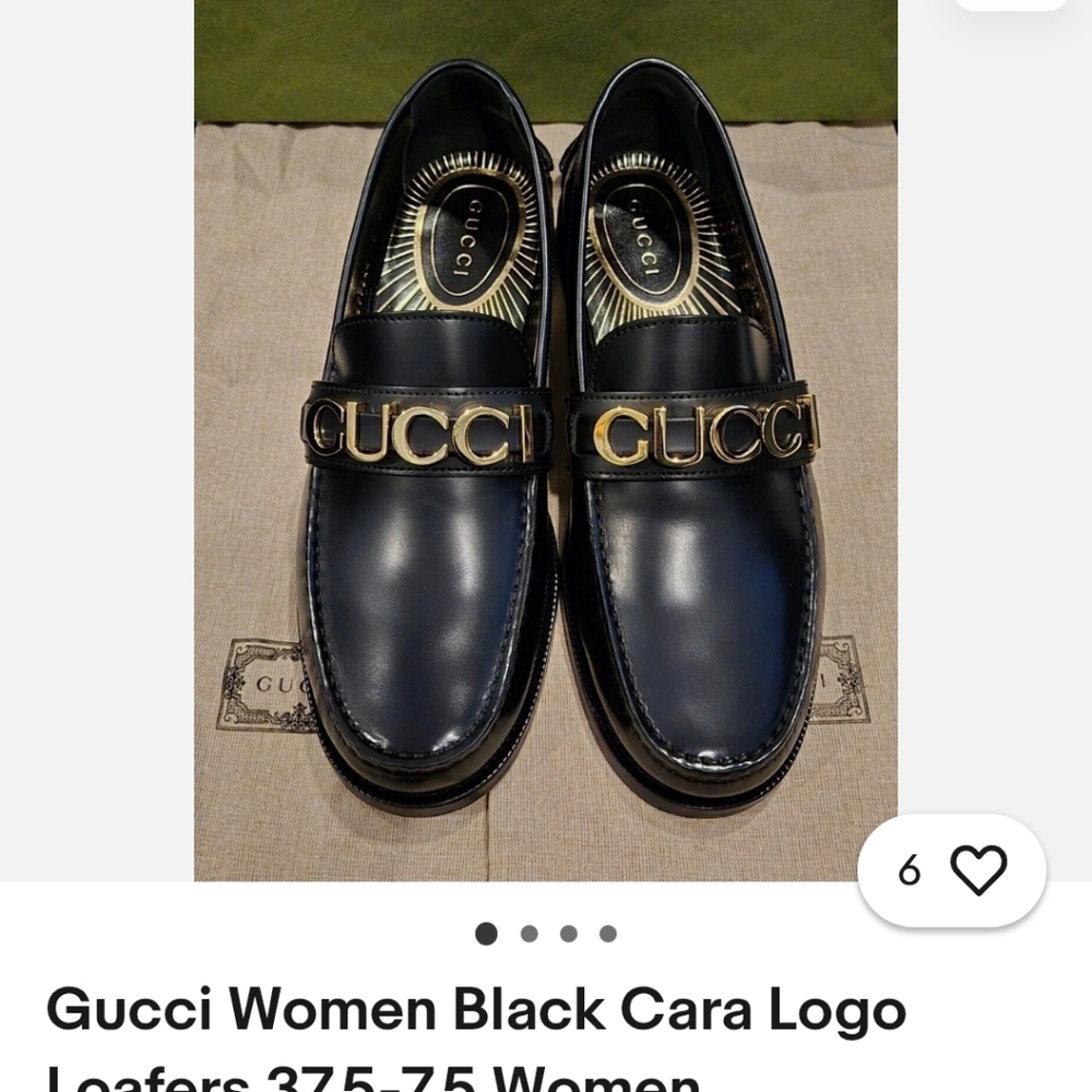 Gucci Black Loafers with Gold Accents 100% AUTHENTIC